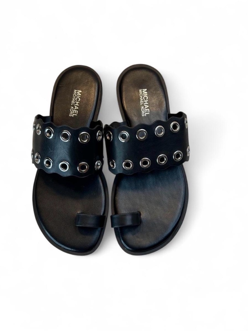 Michael Kors Black Grommet Slide Sandals